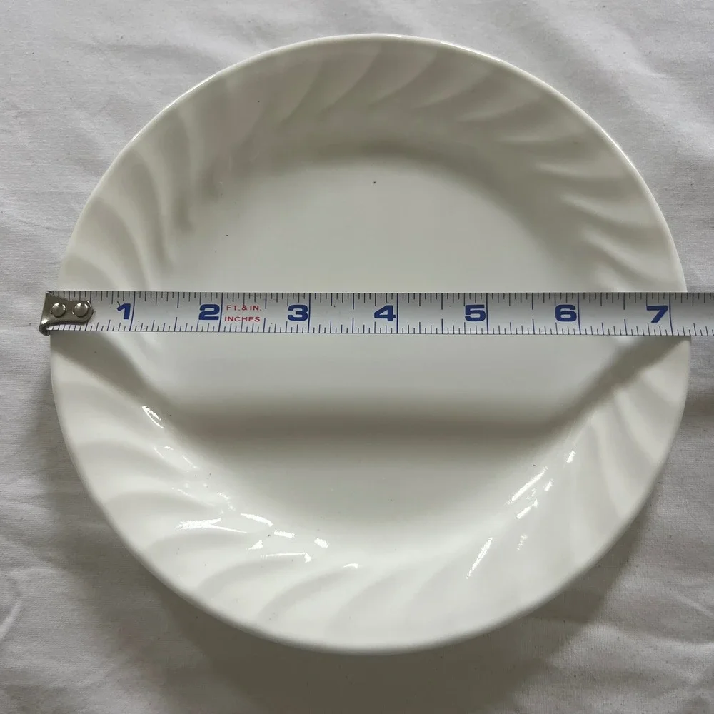 Corelle White Swirl Bread and Butter Plate 6.75 Inch Vitrelle Made in USA